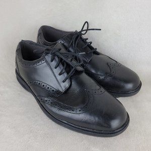 Nunn Bush Mens Comfort Gel Slip Resistant Black Leather Wingtip Oxford Shoes 9.5